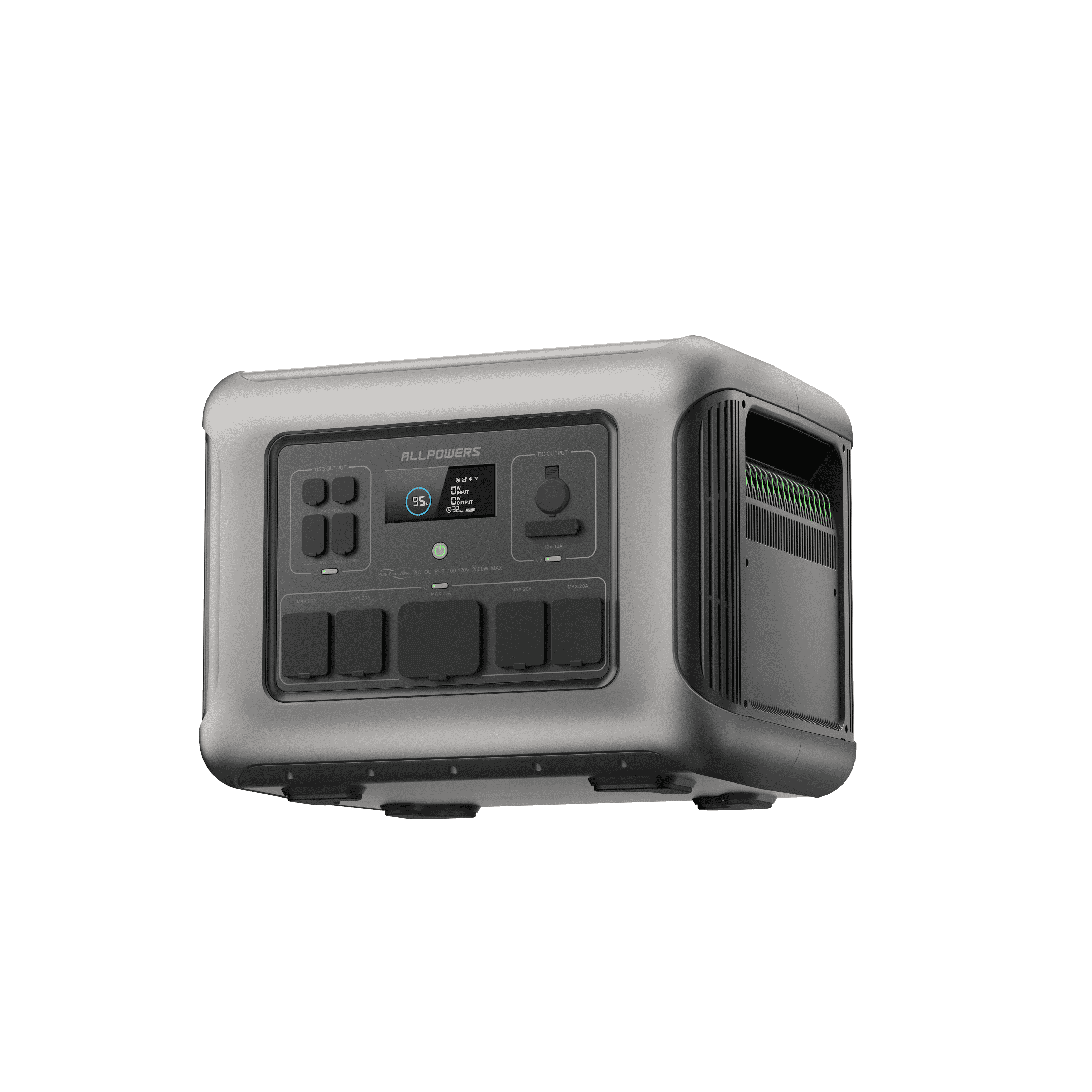 R2500 - Estación de energía solar, ángulo inferior izquierdo para apreciar diseño robusto.