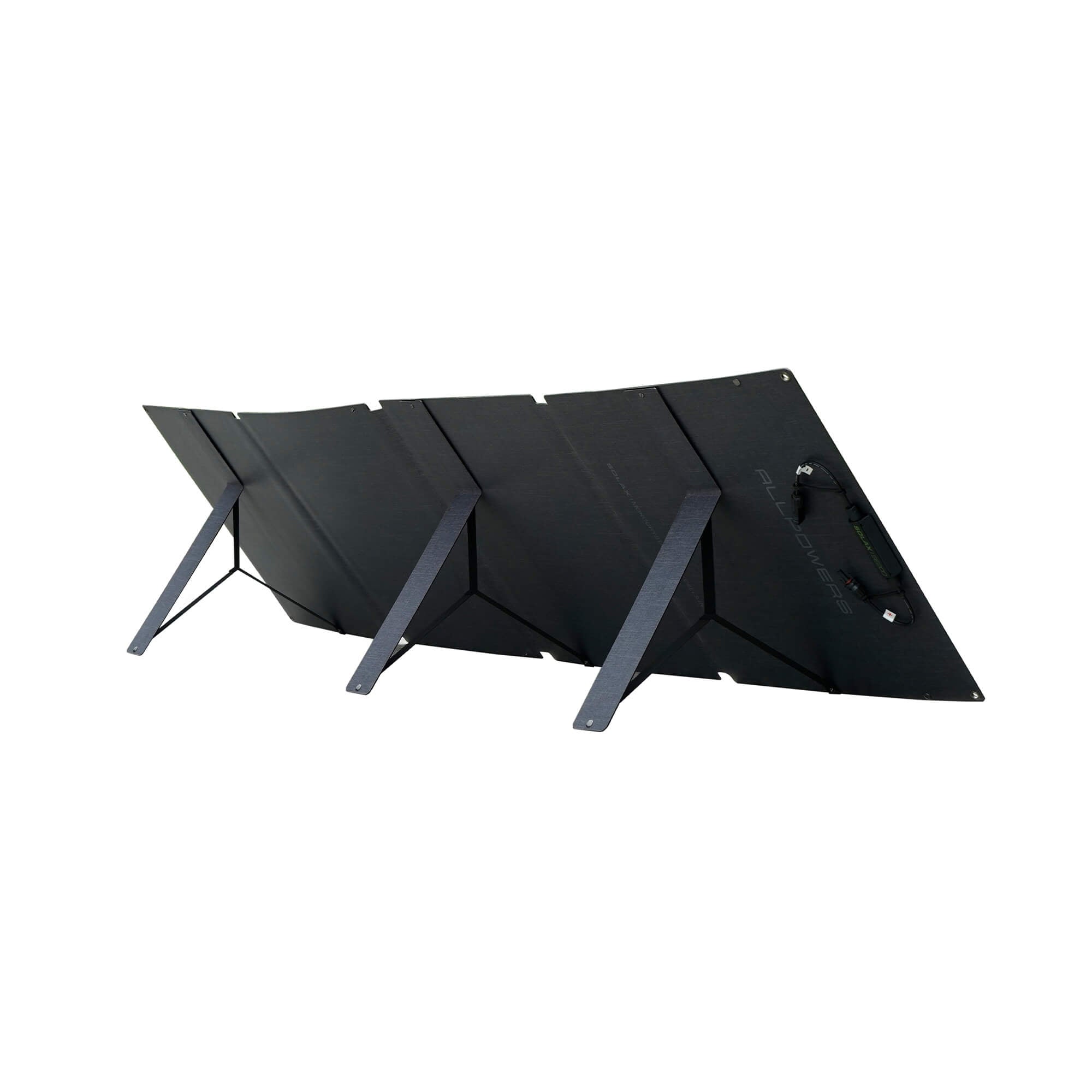 Vista angular del panel solar SOLAX SE200, mostrando el soporte para ajuste de ángulo de recarga.
